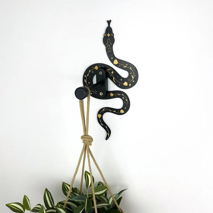 Witchy Plant Hanger Hook with Black Snake Tarot Design - EvenWood