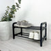 Wood Shoe Rack with Metal Rods | Compact 2 - Tier Storage - Image 1
