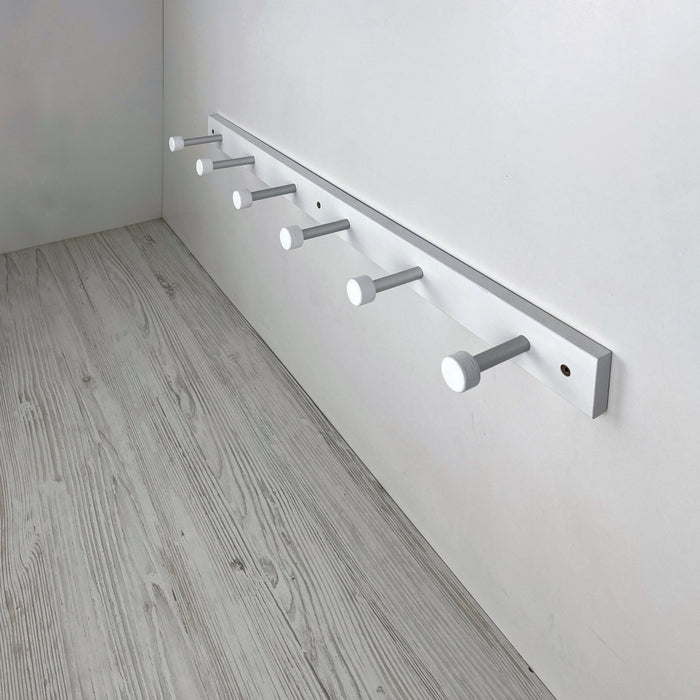 Wooden White Wall Shelf With Metal Hooks for Shoes - EvenWood