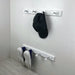 Wooden White Wall Shelf With Metal Hooks for Shoes - EvenWood