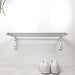 1 Tier White Shoe Rack for Wall | Silver Rods - Even Wood