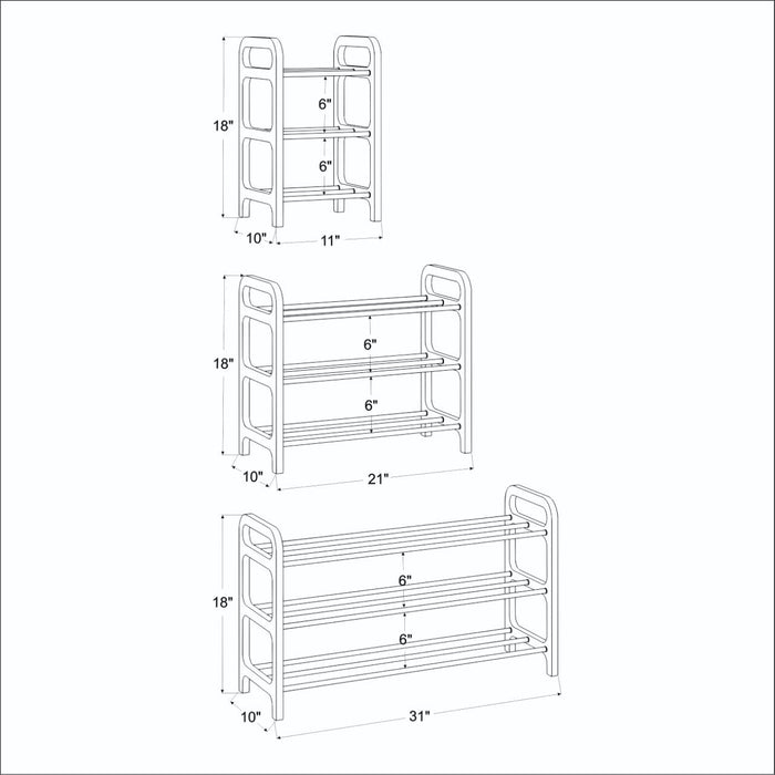 3 Tier Wooden Shoe rack for Floor | Natural + Black Rods - Even Wood