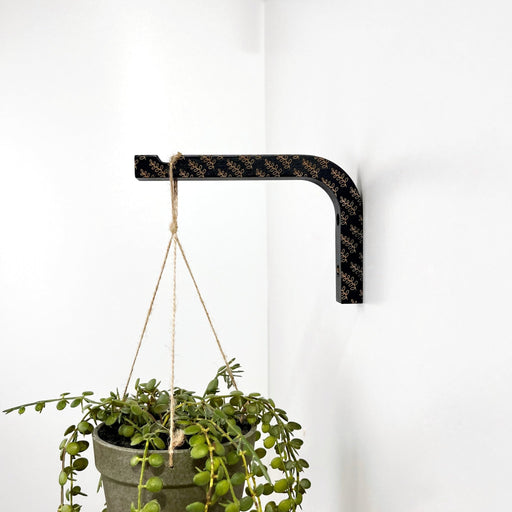 Black Hanging Planter Hook | Engraved 6"x4" - Even Wood