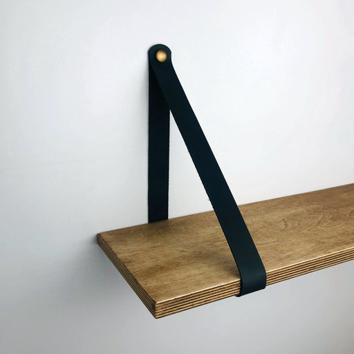 Black Leather Straps for Shelves | DIY - Even Wood