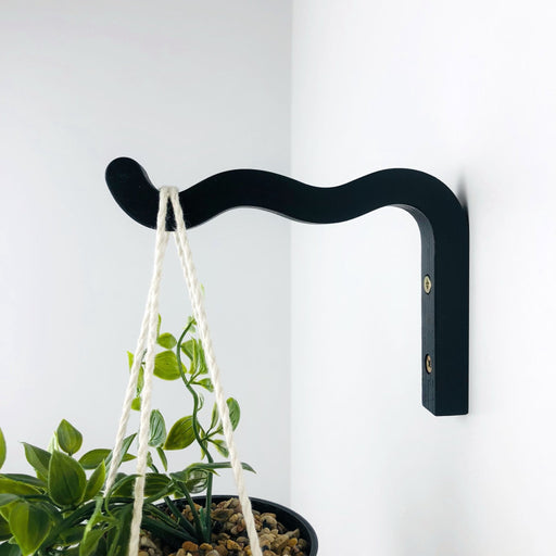 Black Wavy Plant Hook for Indoor | 6"x4" - Even Wood