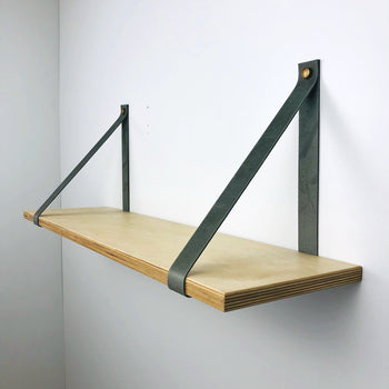 DIY Leather Strap for Floating Shelf | Gray
