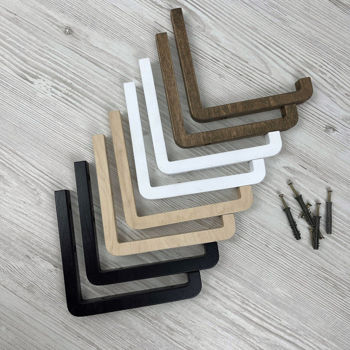 Floating Wood Wall Shelf Brackets with Lip - Even Wood