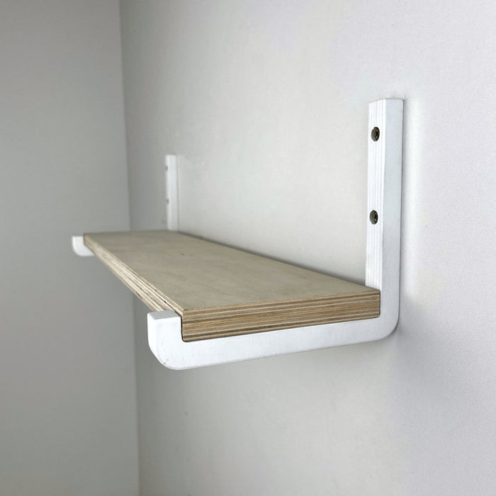 Floating Wood Wall Shelf Brackets with Lip - Even Wood