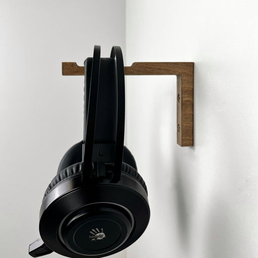 Gamer Headset Hook Holder for Wall | Walnut 6"x4" - Even Wood