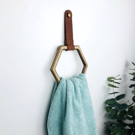 Hexagon Wooden Hand Towel Holder | Walnut - Even Wood