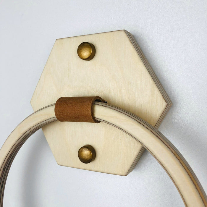 Hexagon Wooden Towel Hanger Ring | Natural - Even Wood