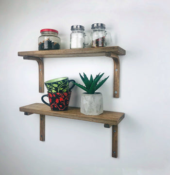 Kitchen Floating Shelves with Brackets | Set of 2