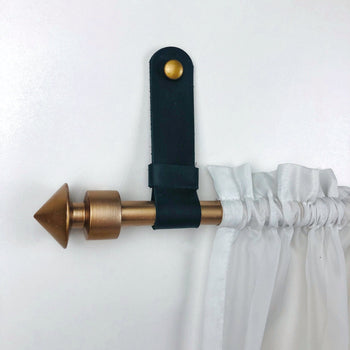 Leather Curtain Rod Holders | Black