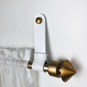 Leather Curtain Rod Straps for Wall | White