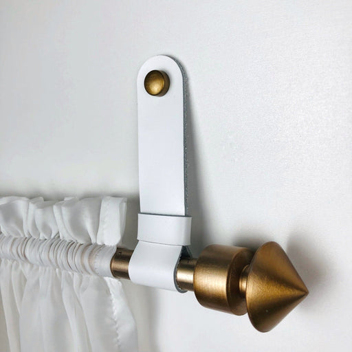 Leather Curtain Rod Straps for Wall | White - Even Wood