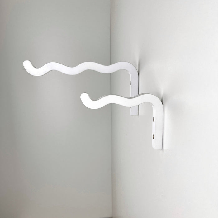 Long Wavy Wall Hook For Planter | White 12"x6" - Even Wood