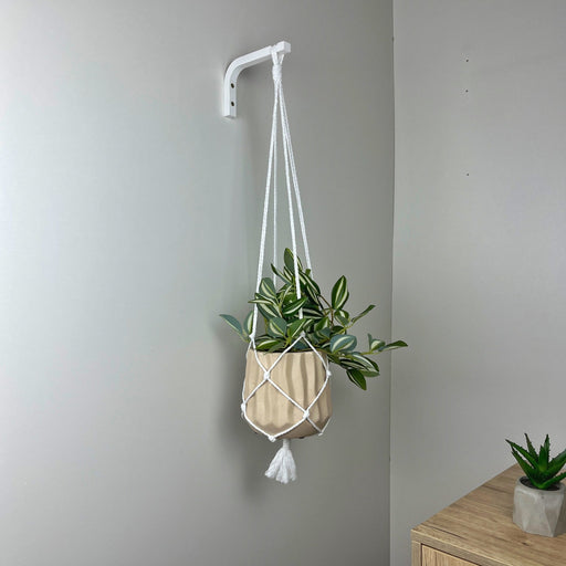 Macrame Plant Hanger Wall Hook | White 6"x4" - Even Wood