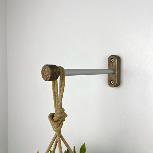 Minimalist Plant Hanger Hook | Silver & Walnut 6" 8" 10" - Even Wood