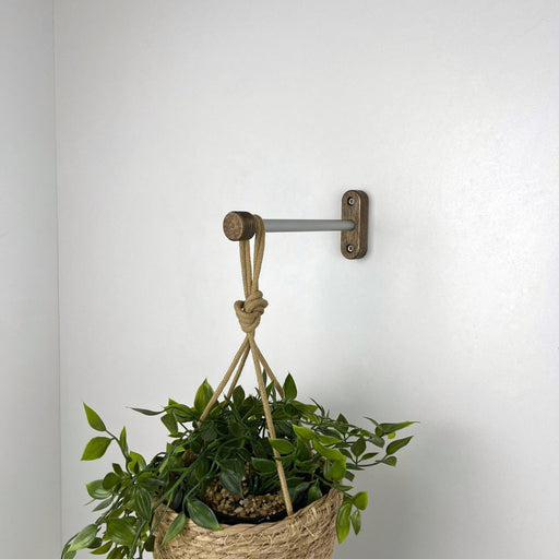 Minimalist Plant Hanger Hook | Silver & Walnut 6" 8" 10" - Even Wood