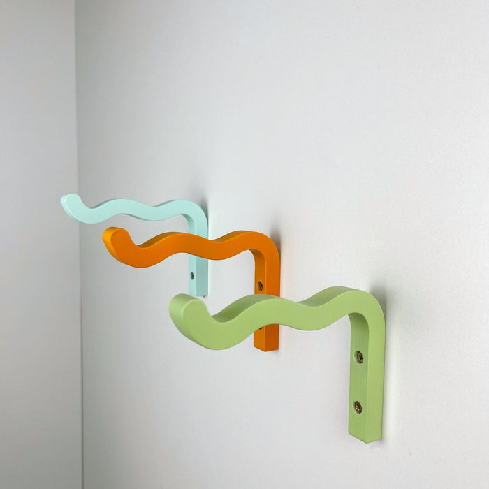 Modern Colorful Wavy Plant Bracket | Orange 6"x4" - Even Wood