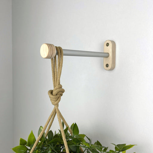 Modern Plant Hanger Bracket | Silver & Natural 6" 8" 10" - Even Wood