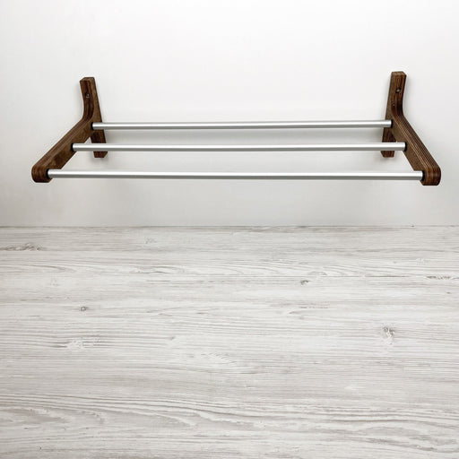 Modern Shoe Rack Shelf for Wall | Walnut + Silver Rods - Even Wood