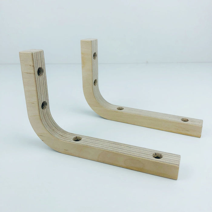 Modern wall wood shelf brackets | Unfinished 6"x4" - Even Wood