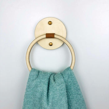 Modern Wood Bathroom Towel Ring | Natural