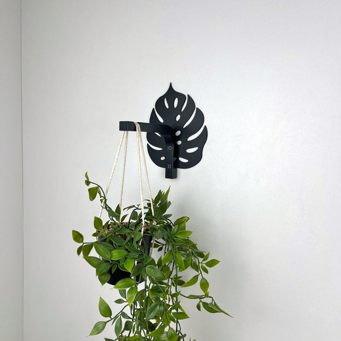 Monstera Leaf Wall Hook for Planter | Black - Even Wood