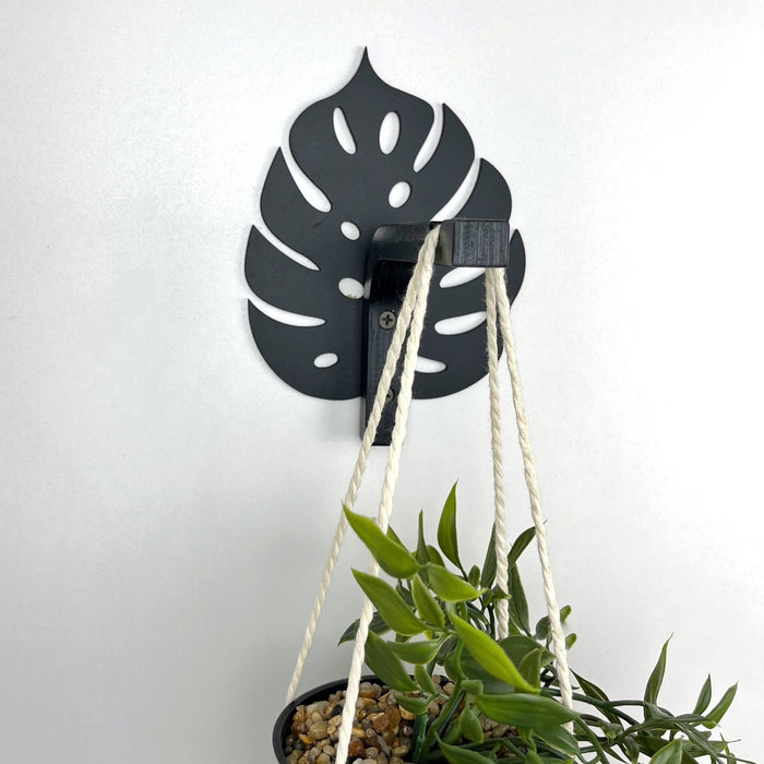 Monstera Leaf Wall Hook for Planter | Black - Even Wood