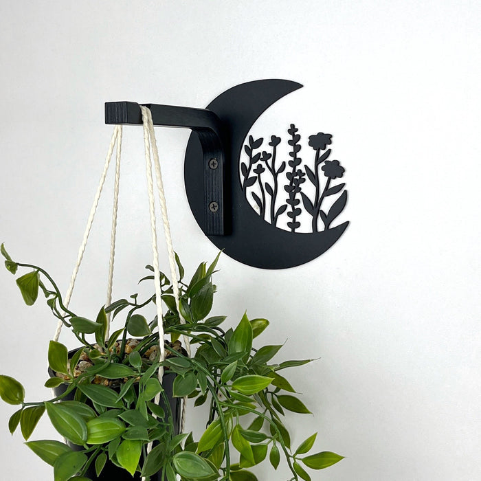 Mystical Moon Plant Hanger Hook | Black - Even Wood