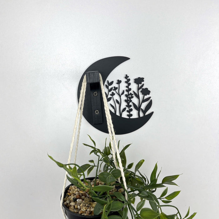 Mystical Moon Plant Hanger Hook | Black - Even Wood