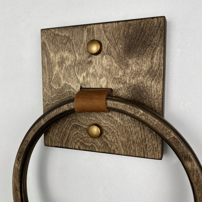 Round Hand Towel Holder for Wall | Walnut - Even Wood