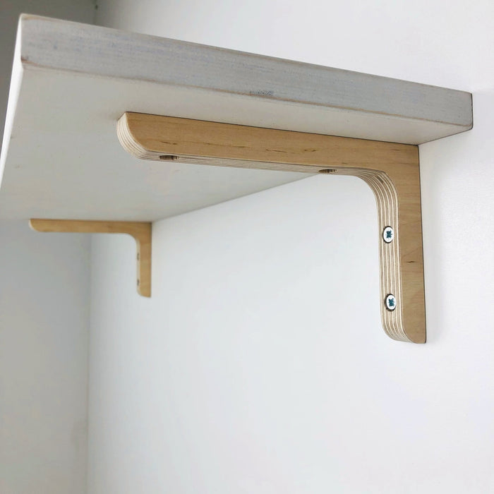 Small decorative wooden shelf brackets | Unfinished 6"x4" - Even Wood