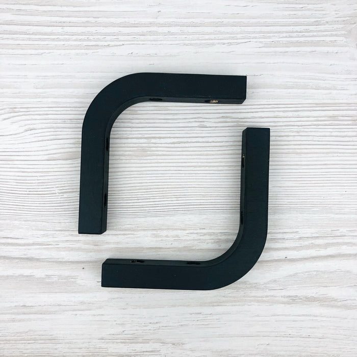 Small Modern Wood Shelf Brackets | Black 4"x4" - Even Wood