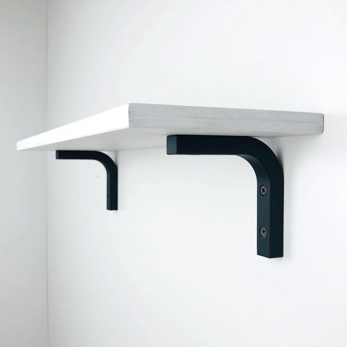 Small Modern Wood Shelf Brackets | Black 4"x4" - Even Wood