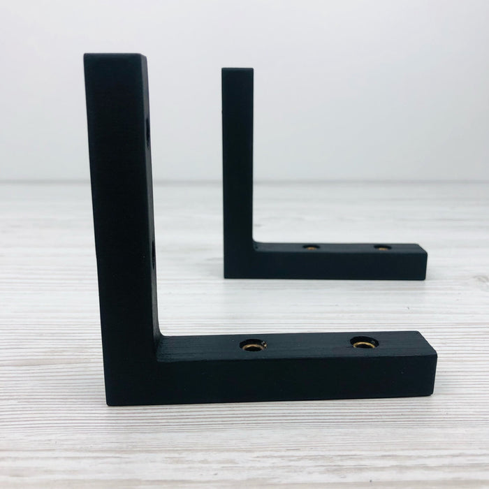 Small Wooden Shelf Brackets | Black 4"x4" - Even Wood