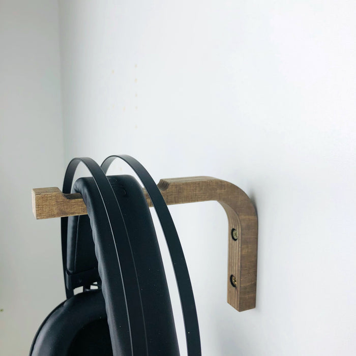 Wall Headphone Hook Holder | Walnut 6"x4" - Even Wood