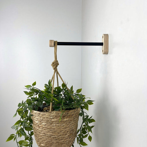 Wall Hook for Hanging Plant | Black & Natural 6" 8" 10" - Even Wood