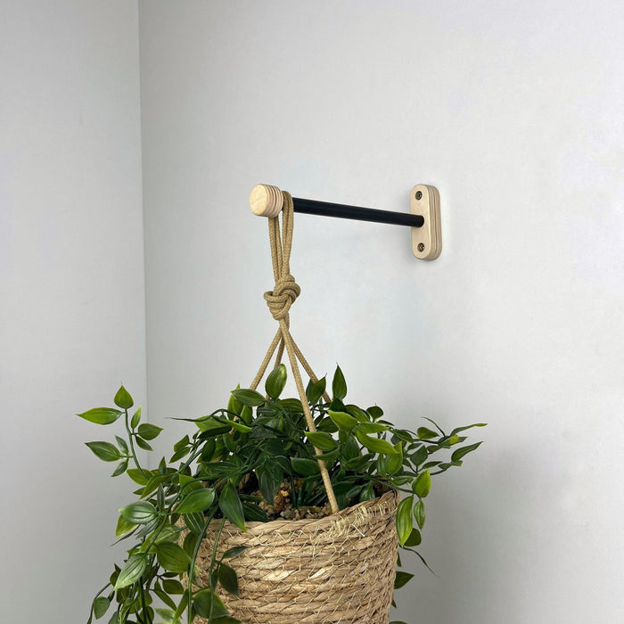 Wall Hook for Hanging Plant | Black & Natural 6" 8" 10" - Even Wood