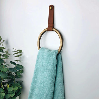 Wall Mounted Hand Towel Holder for Bathroom | Walnut