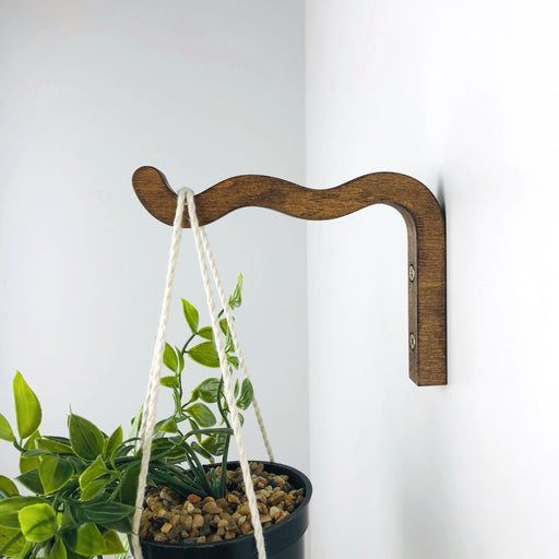 Wavy Plant Hanging Bracket | Walnut 6"x4" - Even Wood