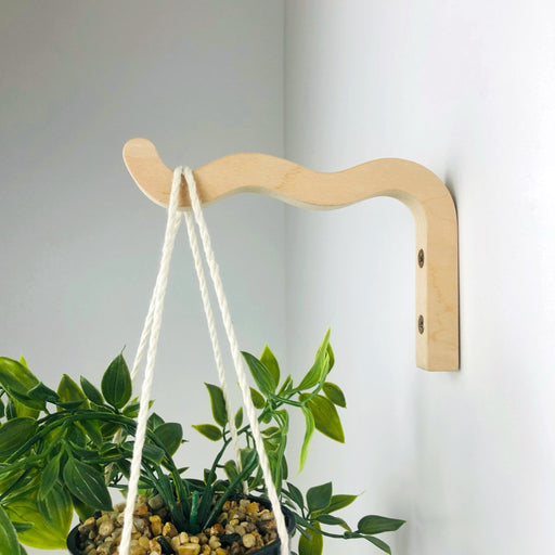 Wavy Wooden Plant Hanger Hook | Natural 6"x4" - Even Wood