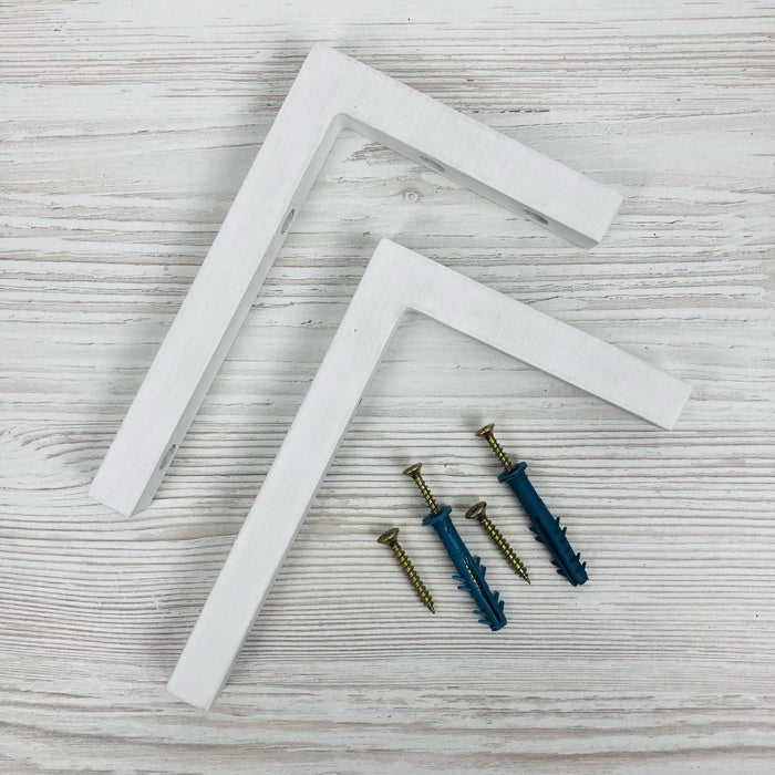 White Wood L Brackets for Shelves | 6"x4" - Even Wood