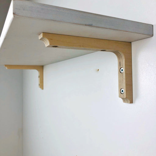 Wood Floating Shelf Brackets | Unfinished 6"x4" - Even Wood