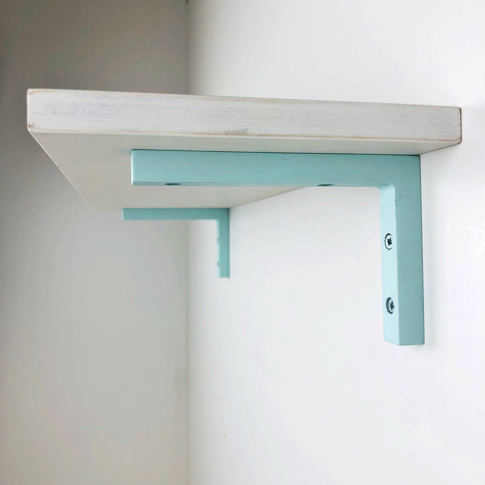 Wood Wall Brackets for Floating Shelves | Sky Blue 6"x4" - Even Wood