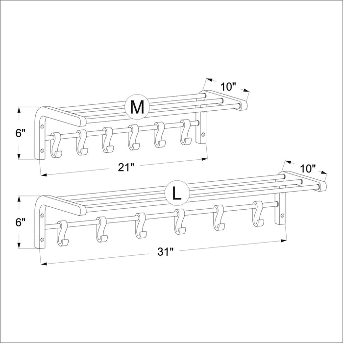 Wooden coat rack with hooks and shelf natural - Even Wood