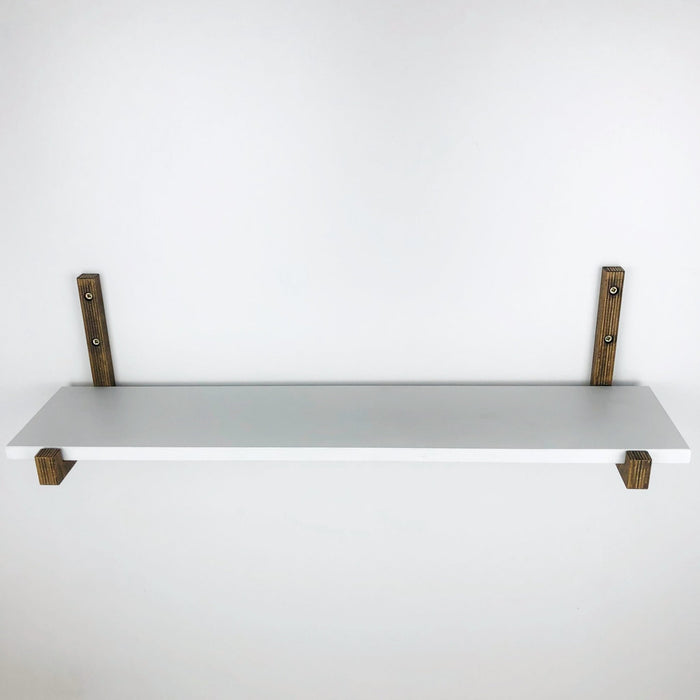 Wooden Shelf Brackets with Lip | Walnut - Even Wood