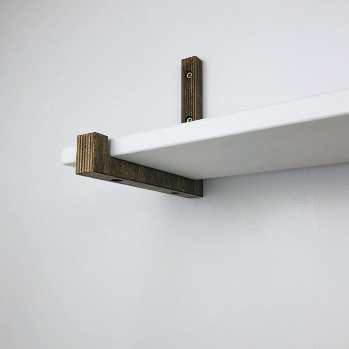 Wooden Shelf Brackets with Lip | Walnut - Even Wood