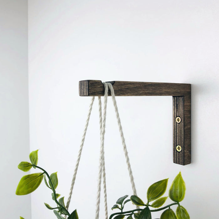 Wooden Wall Hook for Hanging Plants | Walnut 6"x4" - Even Wood